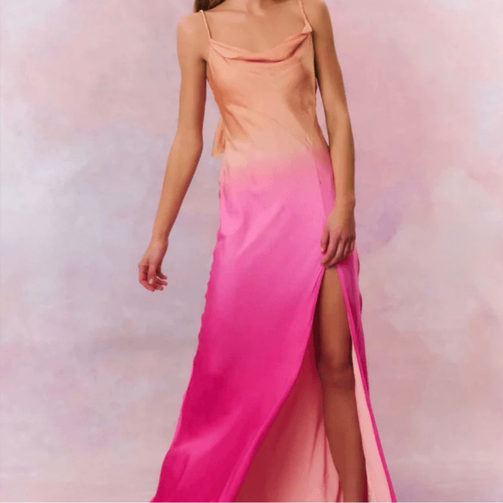 LoveShackFancy Nadine  Elegant Pink Ombre Silk Maxi Dress size M